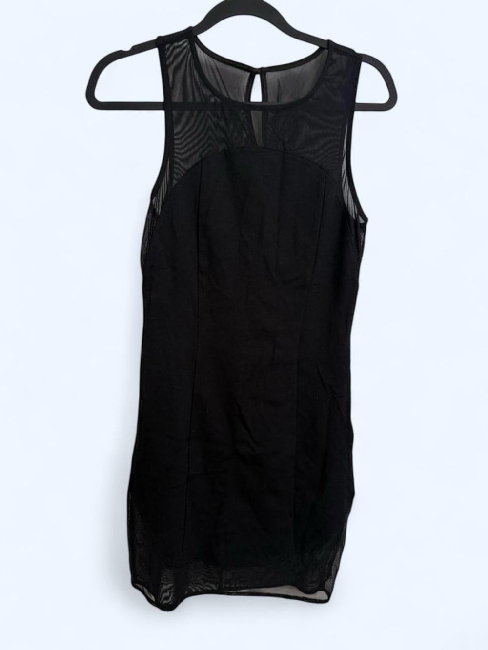 Express Black Sleeveless Mini Dress with Sheer Yoke